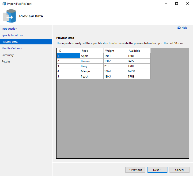 Data Studio Azure - Import Flat File Preview Data